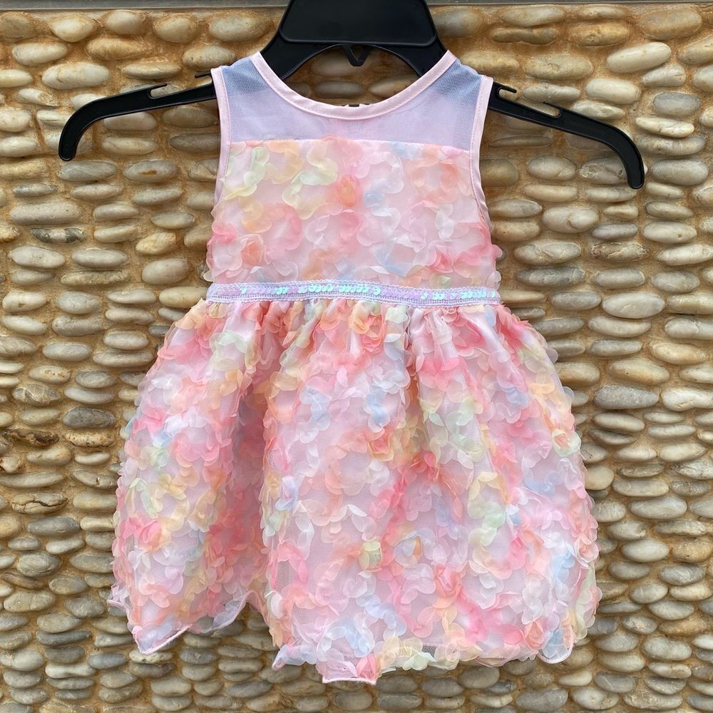 Purple Rose Girls Toddler 3D Pastel Floral Dress /Size 18 Months. EUC